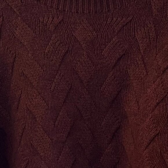 Poetry Woman's Maroon Cable Lambswool Minimalist Cropped Sweater Sz 10 - Picture 4 of 11